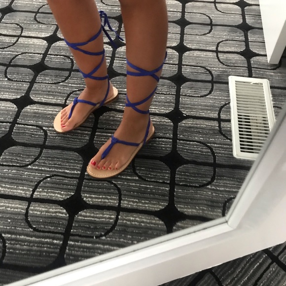 One of a kind handmade tie up sandals - Picture 5 of 5